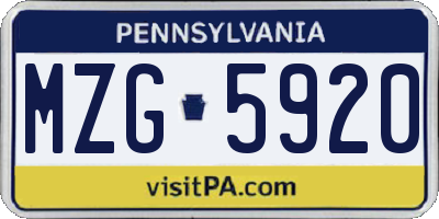 PA license plate MZG5920
