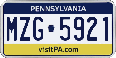 PA license plate MZG5921