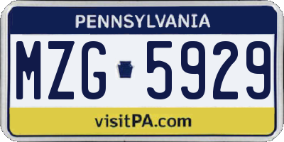 PA license plate MZG5929
