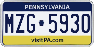PA license plate MZG5930