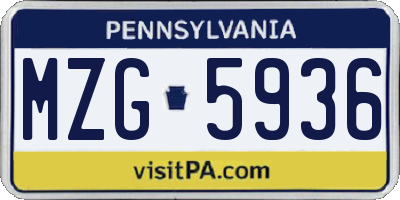PA license plate MZG5936