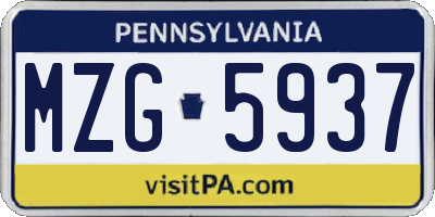 PA license plate MZG5937