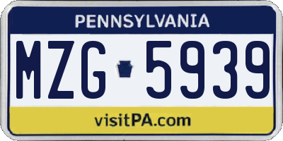 PA license plate MZG5939