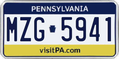 PA license plate MZG5941