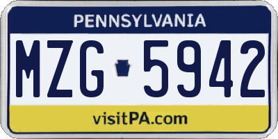 PA license plate MZG5942