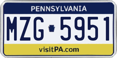 PA license plate MZG5951