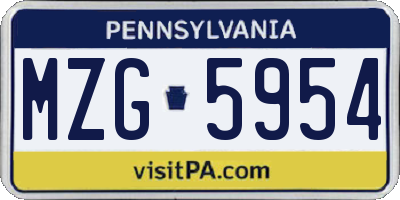 PA license plate MZG5954