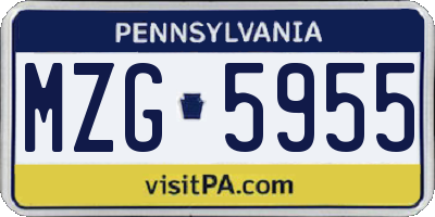 PA license plate MZG5955