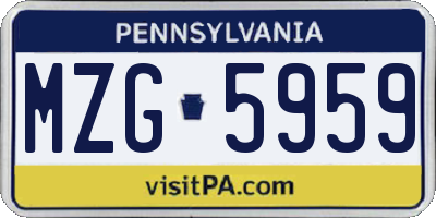 PA license plate MZG5959