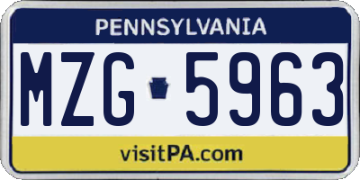 PA license plate MZG5963