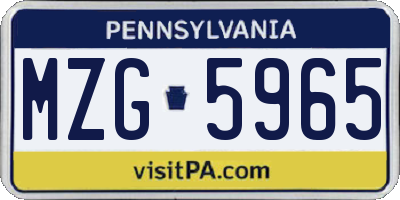 PA license plate MZG5965