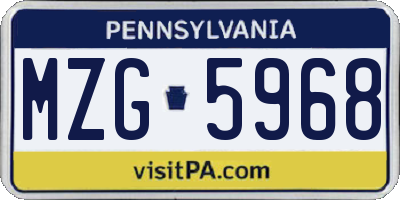 PA license plate MZG5968
