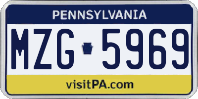 PA license plate MZG5969