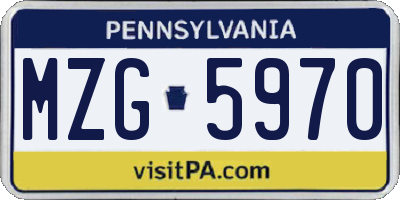 PA license plate MZG5970