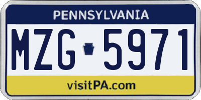 PA license plate MZG5971