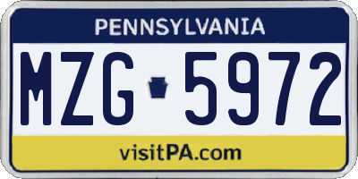 PA license plate MZG5972