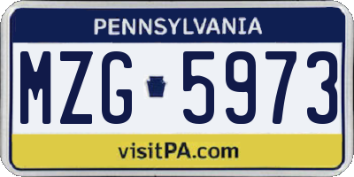 PA license plate MZG5973