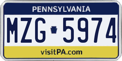 PA license plate MZG5974