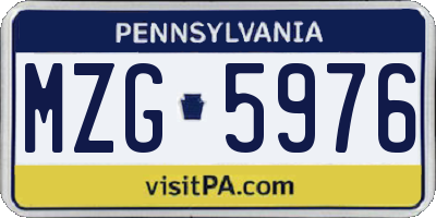 PA license plate MZG5976