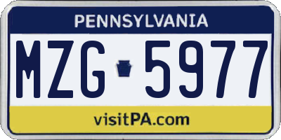 PA license plate MZG5977