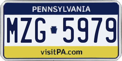 PA license plate MZG5979