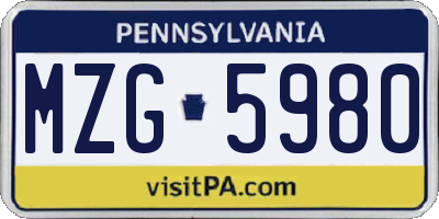 PA license plate MZG5980