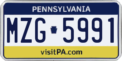 PA license plate MZG5991