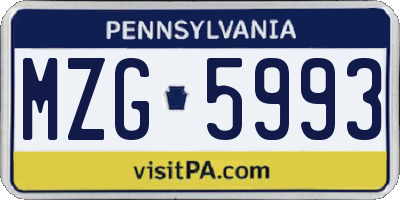 PA license plate MZG5993