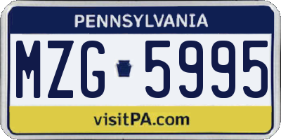 PA license plate MZG5995
