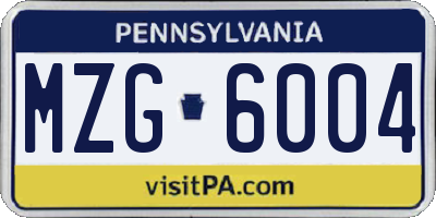 PA license plate MZG6004