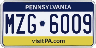 PA license plate MZG6009