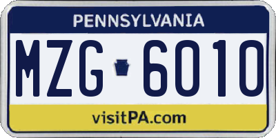 PA license plate MZG6010