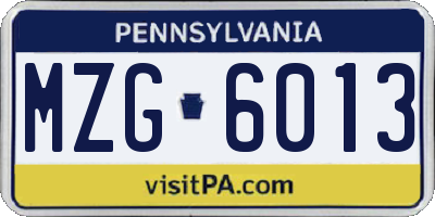 PA license plate MZG6013