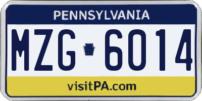 PA license plate MZG6014