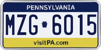 PA license plate MZG6015