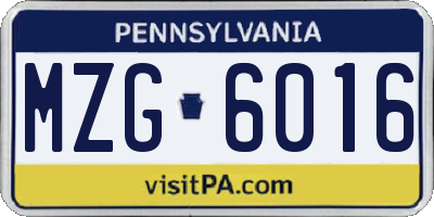 PA license plate MZG6016