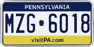 PA license plate MZG6018