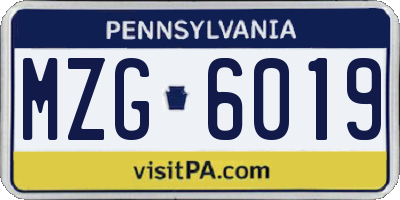 PA license plate MZG6019