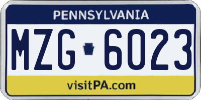 PA license plate MZG6023