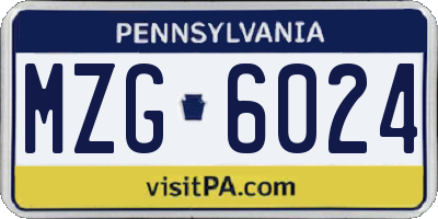 PA license plate MZG6024