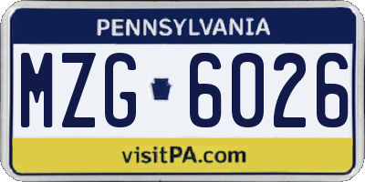 PA license plate MZG6026
