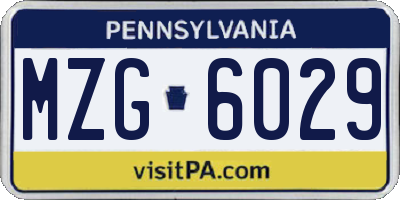 PA license plate MZG6029