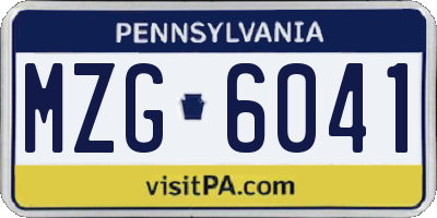 PA license plate MZG6041
