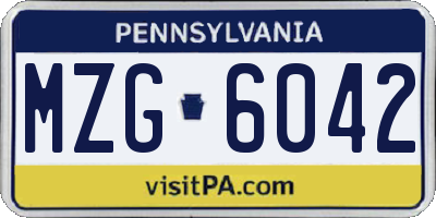 PA license plate MZG6042
