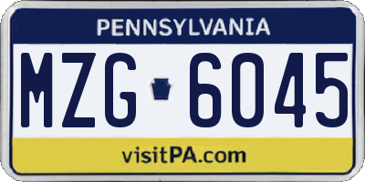 PA license plate MZG6045
