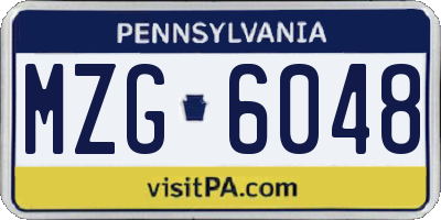 PA license plate MZG6048