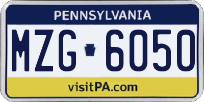 PA license plate MZG6050