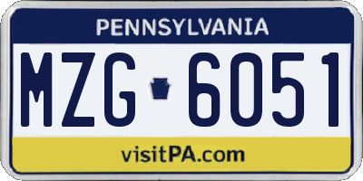 PA license plate MZG6051
