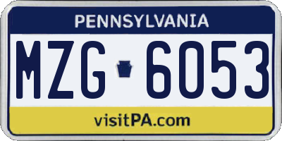 PA license plate MZG6053
