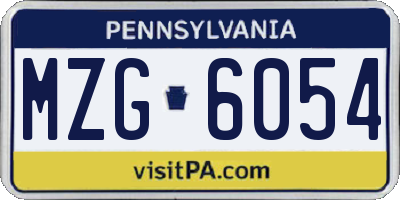 PA license plate MZG6054